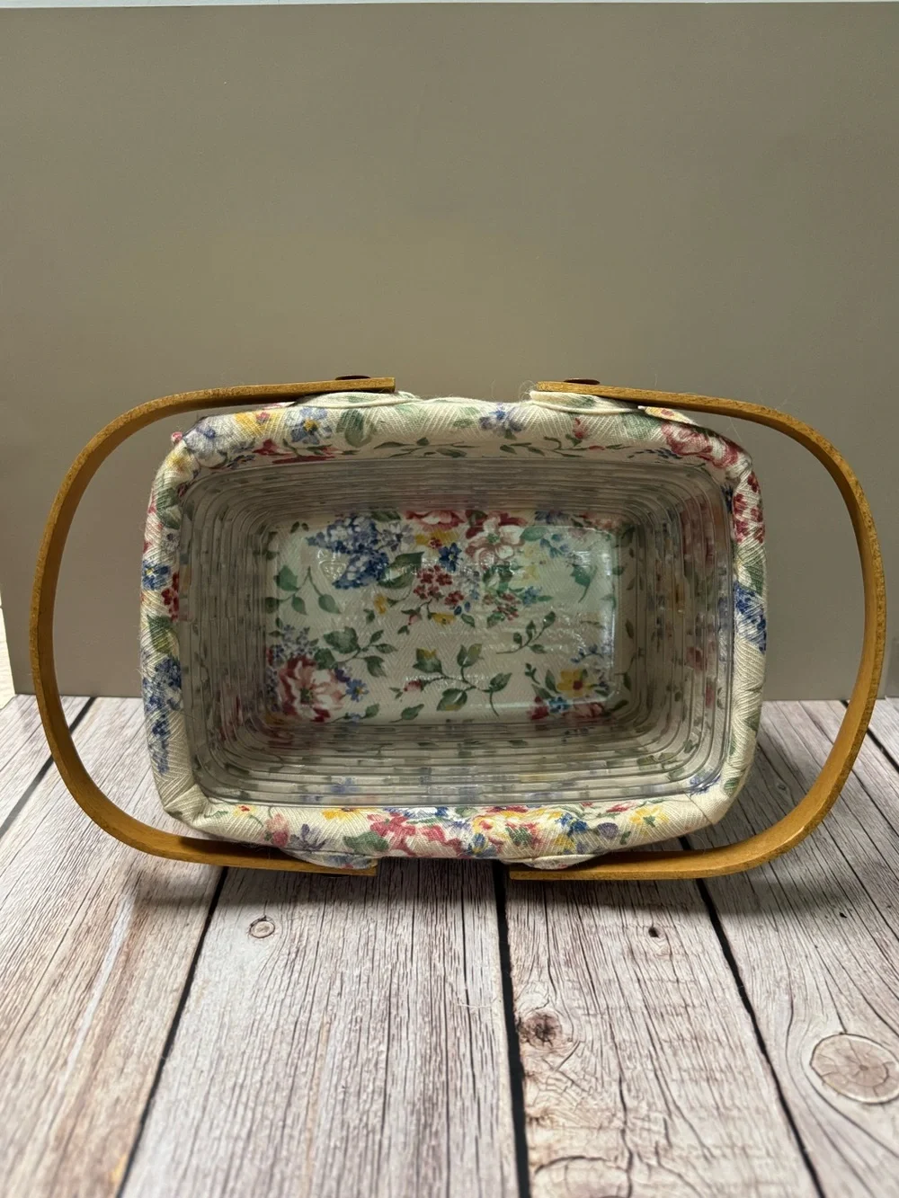 Longaberger Classic Little Market Basket  Spring Flower Liner 5”x8”